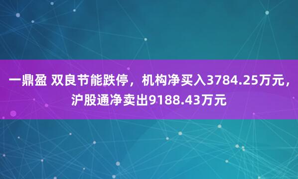 一鼎盈 双良节能跌停，机构净买入3784.25万元，沪股通净卖出9188.43万元