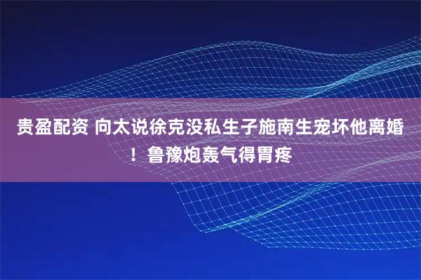 贵盈配资 向太说徐克没私生子施南生宠坏他离婚！鲁豫炮轰气得胃疼